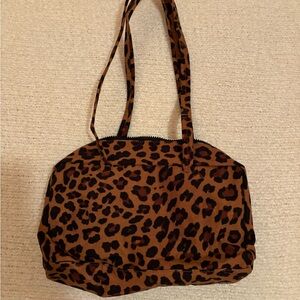 BAGGU Brown and Black Leopard Shoulder Bag